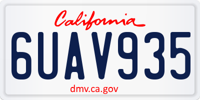 CA license plate 6UAV935