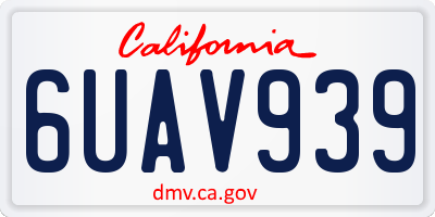 CA license plate 6UAV939