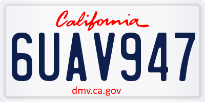 CA license plate 6UAV947