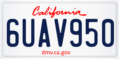 CA license plate 6UAV950