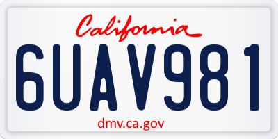 CA license plate 6UAV981