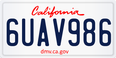 CA license plate 6UAV986