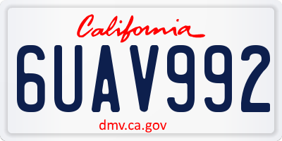 CA license plate 6UAV992