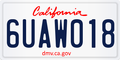 CA license plate 6UAW018