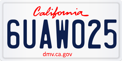 CA license plate 6UAW025