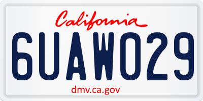 CA license plate 6UAW029