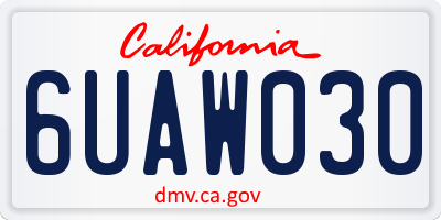CA license plate 6UAW030