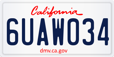 CA license plate 6UAW034