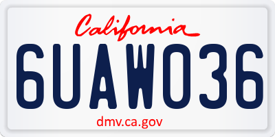 CA license plate 6UAW036
