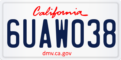 CA license plate 6UAW038