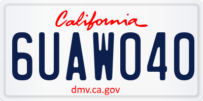 CA license plate 6UAW040
