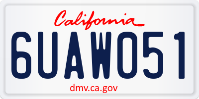 CA license plate 6UAW051