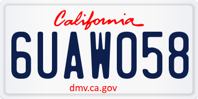 CA license plate 6UAW058
