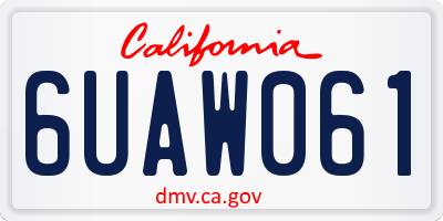 CA license plate 6UAW061