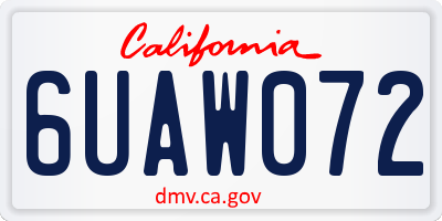 CA license plate 6UAW072
