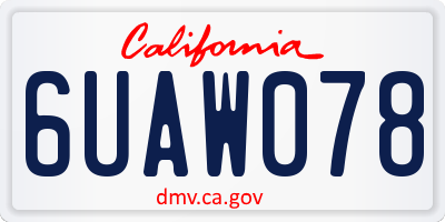 CA license plate 6UAW078