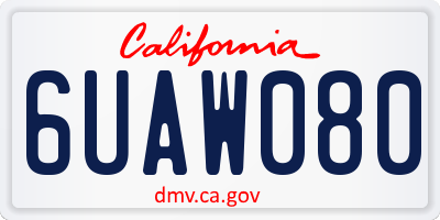 CA license plate 6UAW080