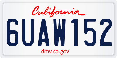 CA license plate 6UAW152