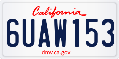 CA license plate 6UAW153
