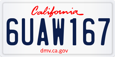 CA license plate 6UAW167