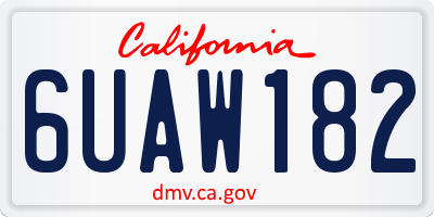 CA license plate 6UAW182