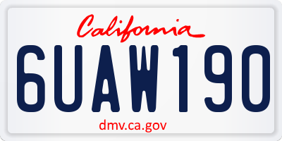CA license plate 6UAW190
