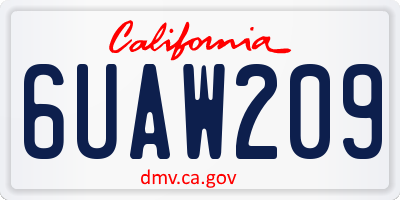 CA license plate 6UAW209