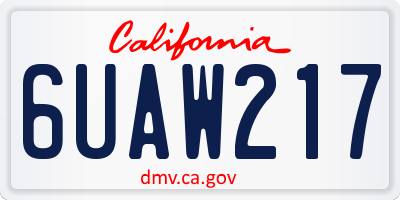 CA license plate 6UAW217
