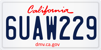 CA license plate 6UAW229