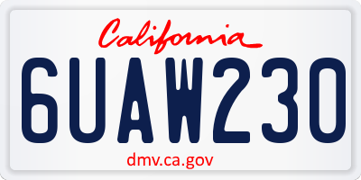 CA license plate 6UAW230
