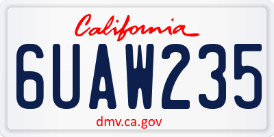 CA license plate 6UAW235