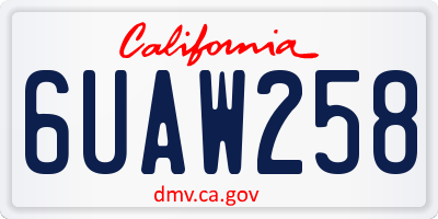 CA license plate 6UAW258