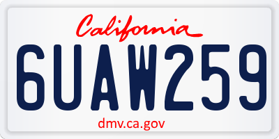 CA license plate 6UAW259