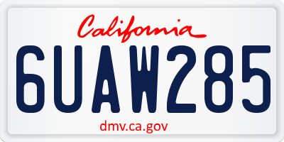 CA license plate 6UAW285