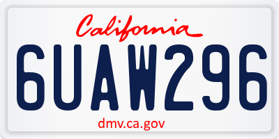 CA license plate 6UAW296