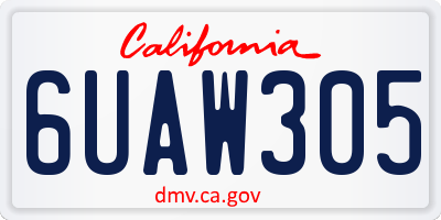 CA license plate 6UAW305