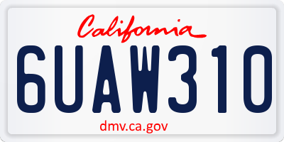 CA license plate 6UAW310