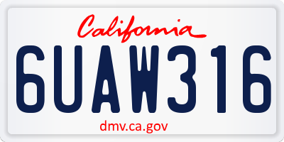 CA license plate 6UAW316