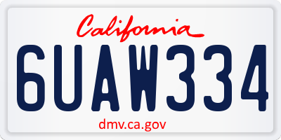 CA license plate 6UAW334