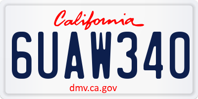 CA license plate 6UAW340
