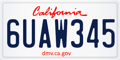 CA license plate 6UAW345