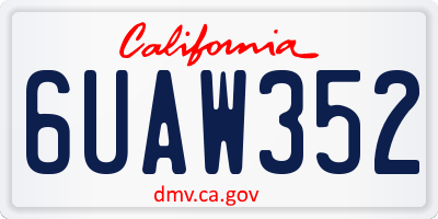 CA license plate 6UAW352