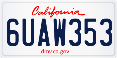 CA license plate 6UAW353