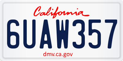 CA license plate 6UAW357