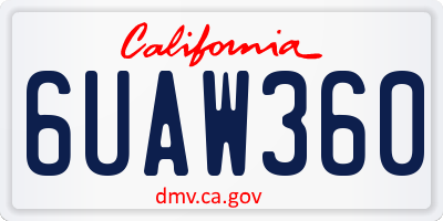 CA license plate 6UAW360
