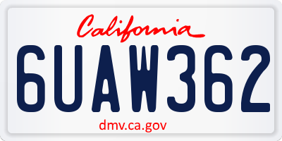 CA license plate 6UAW362