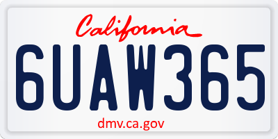 CA license plate 6UAW365