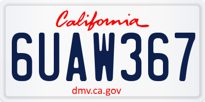 CA license plate 6UAW367