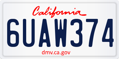 CA license plate 6UAW374