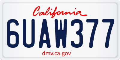 CA license plate 6UAW377